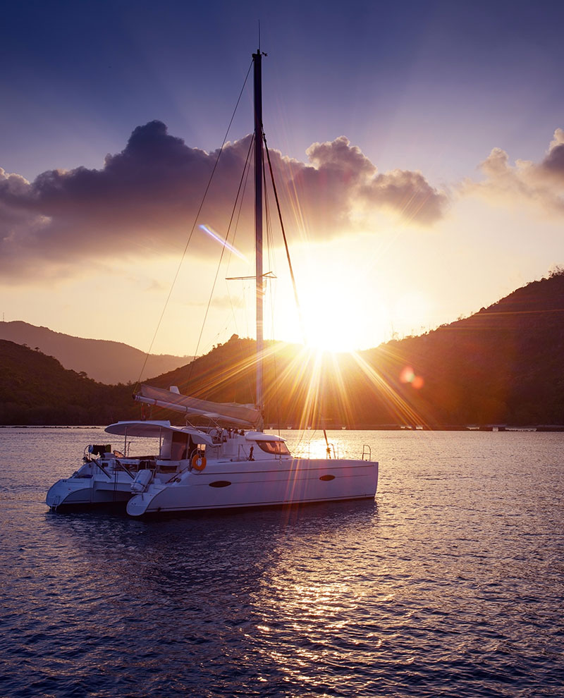catamaran sunset sailing